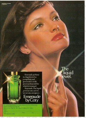 1978 Emeraude by Coty Perfume Vintage Magazine Ad  Pretty Woman The Liquid Jewel