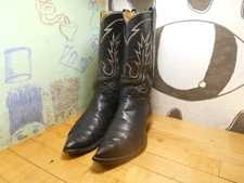 Tony Lama Black Leather Boots Men's 8.5 (see msmts) Need Repair Priced to Sell