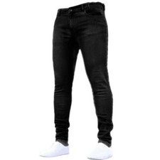 Solid Color Fashion Men Casual Pants Stretch Jeans Skinny Work Trousers Male