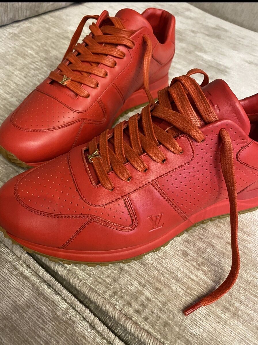 Louis Vuitton x Supreme Red Leather Run Away Lace Up Sneakers Size