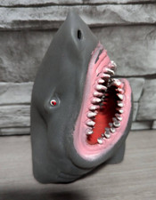 Gray Stretchy Soft Rubber Shark Hand Puppet Toy Figure Halloween Monster Prop