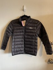 Eddie Bauer Kids Packable Down Jacket Full Zip Size Small 6/7 Black 650 Down