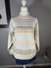 Vintage Adele Pastel Colored Knit High Neck Long Sleeve Sweater Made In USA