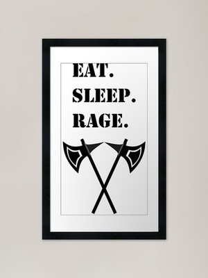 Eat Sleep Rage Barbarian 5E RPG Mem Framed Wall Art Poster Canvas Print Picture