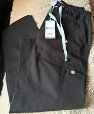 FIGS Women s Black Knit Scrub Pants Size XS Solid Cairo Zip Fly Drawstring
