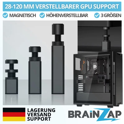 BRAINZAP GPU-Halterung 30-120mm Aluminium Grafikkarten Halter Support Vertikal Magnetisch
