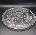 BEAUTIFUL Vtg Federal Glass 3 Foot Cake Serving Plate Starburst Bubble Sunflower