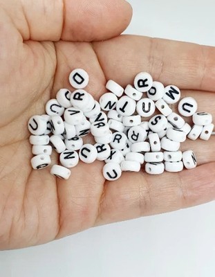 7 mm Weiß Acryl Buchstaben Perlen - Flach Rund - A-Z Gemischt oder Einzeln - Zum Selbermachen Schmuck