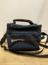 Vintage Tamrac Camera Bag Case Navy Blue Canvas Suede USA Made 6x7