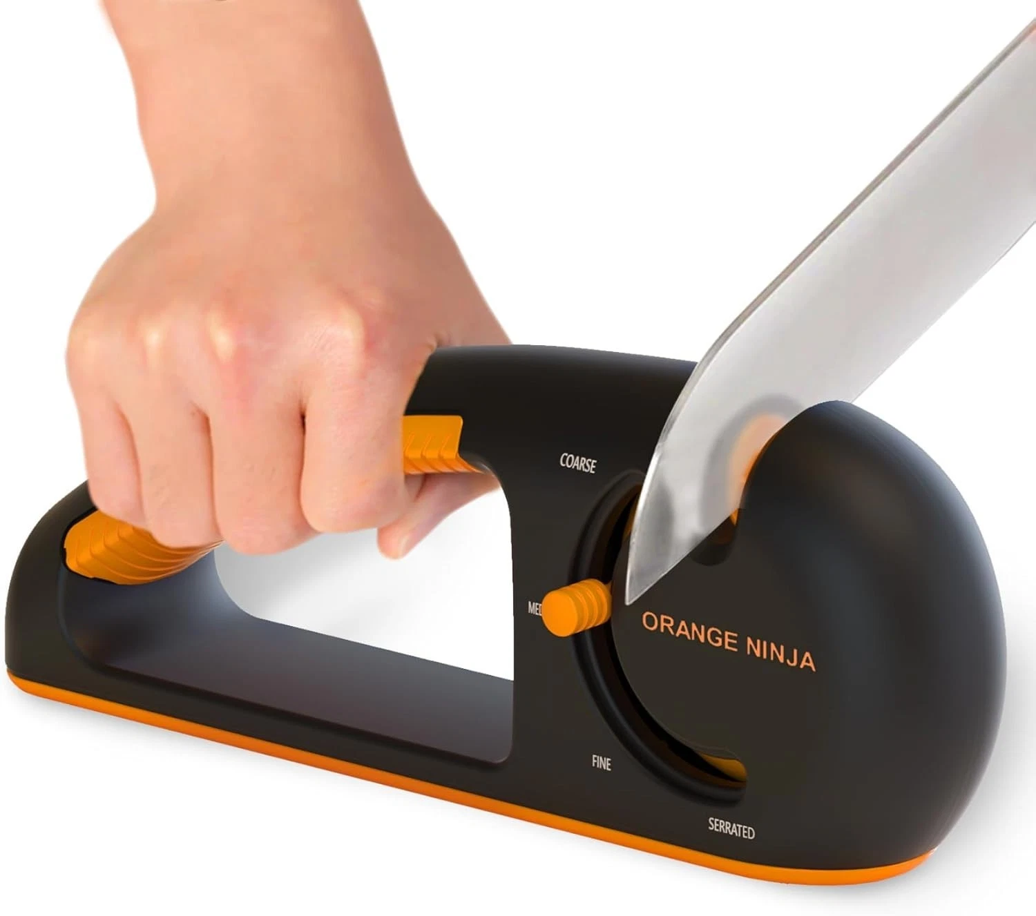 Orange Ninja 4-Stage Knife Sharpener & Serrated Knife Sharpener– Repairs, Sharpe