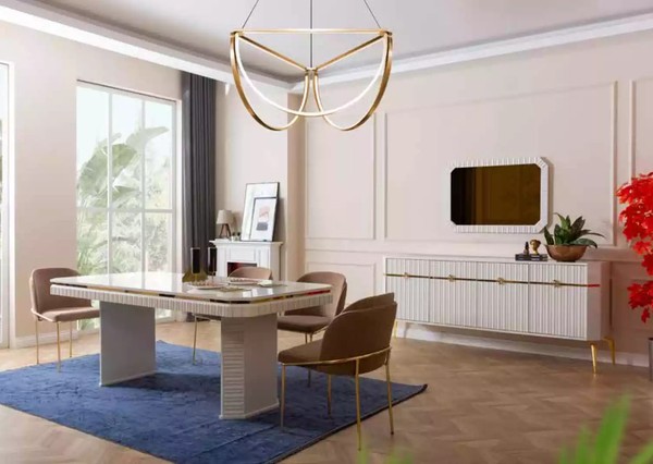 Esszimmer Set Tisch 6X StüHle Sideboard Spiegel 9Tlg Gruppe Garnitur-image