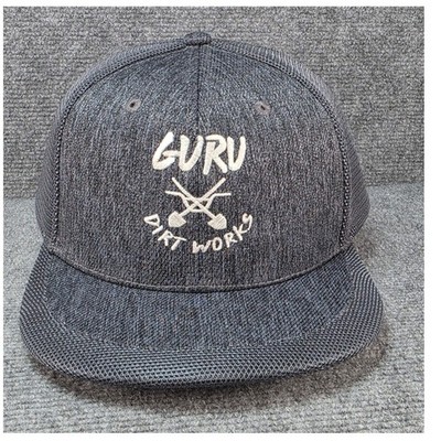 Guru Dirt Works Hat Cap Snapback Gray Mesh Workwear Landscaping Construction