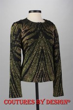 St John Knits Santana Black Beaded Jacket Evergreen Multi Sz 2 NWT MSRP 1395