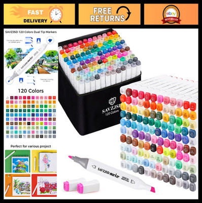 120 Colors Dual Tip Alcohol Markers - Art Markers for Coloring & Painting, Fine