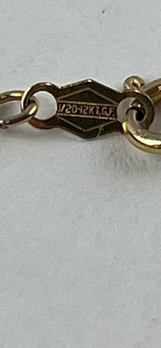 Ciondolo cuore occhio di tigre GF catena oro delicato 1/20 12KT sottile bellissimo vintage 90 - Foto 6 di 16
