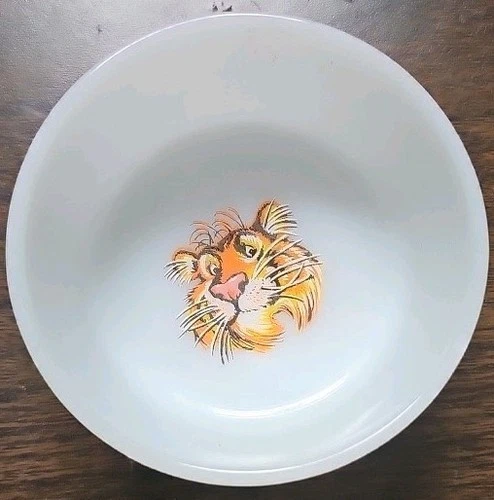 Vintage FIRE KING Esso Tiger Cereal Bowl Milk Glass 4.25 inches
