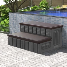 Hot Tub Steps, Outdoor Spa Steps with Storage, Non-Slip & Sturdy Hot Tub Stai...