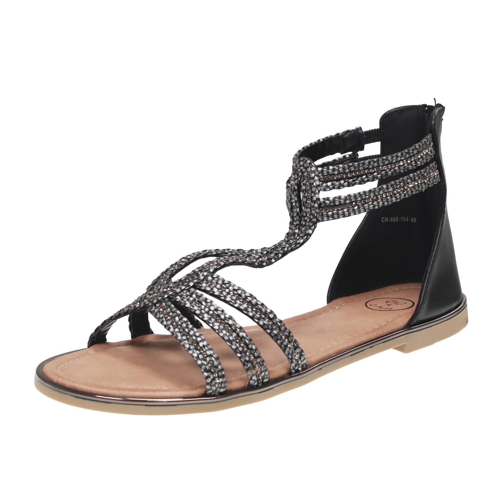 Galia niedrige Sandalen mit Reißverschluss schwarz - Größe 39 Damenschuhe niedrige Sandalen