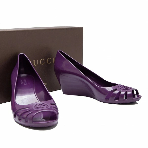 GUCCI Rubber Heel Sandals Purple 23.5 [Ladies]