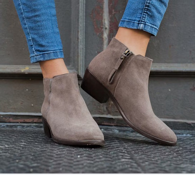 Women s THURSDAY Gray Brown Suede Leather  DOWNTOWN  Boots Booties 7.5 EUC