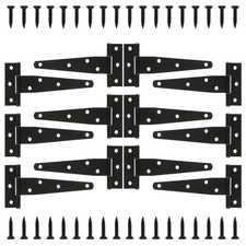 T Strap Hinges Heavy Duty, Shed Door Gate Hinges Black  12, 12 Pcs 6 inch 