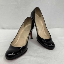 CHRISTIAN LOUBOUTIN Pumps Heel Sandal Black Leather EU:35.5 Shoes
