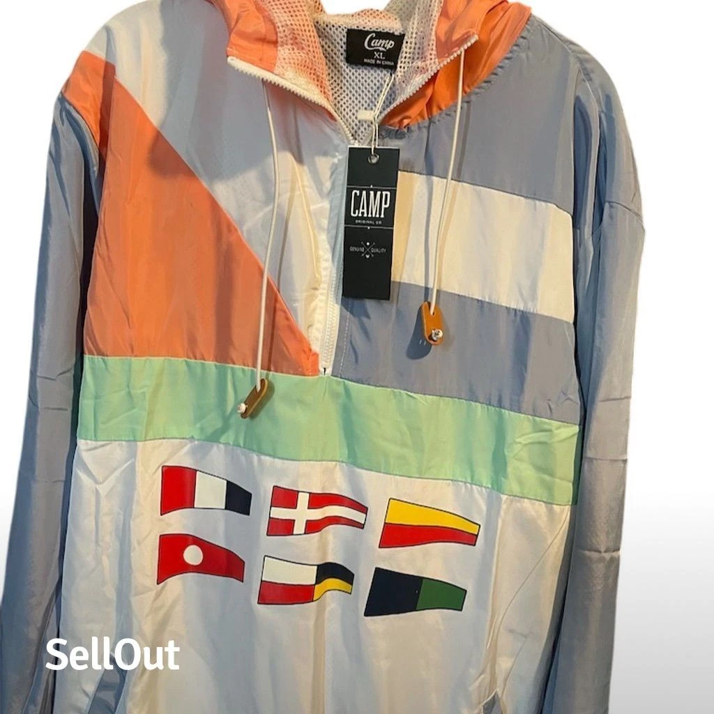 Camp Colorblock Windbreaker Jacket XL Multicolor Unisex Casual Spring