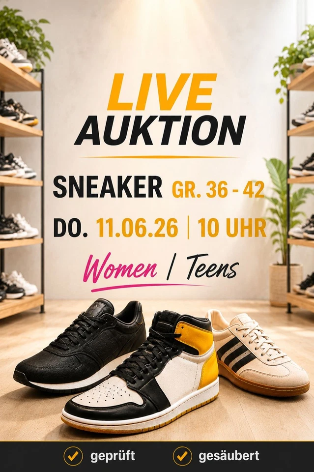 Markenschuhe Live Auktion | Größen 36–42 | Donnerstag 10 Uhr dabei sein