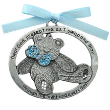 New Baby Boy Gift Crib Medal Baby Crib Decor Cathedral Art CM17B Blue 2.5" x 2"