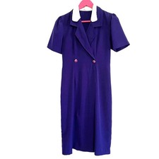 Purple Vintage Handmade 90s Surplice Midi Collared Dress Women's Small