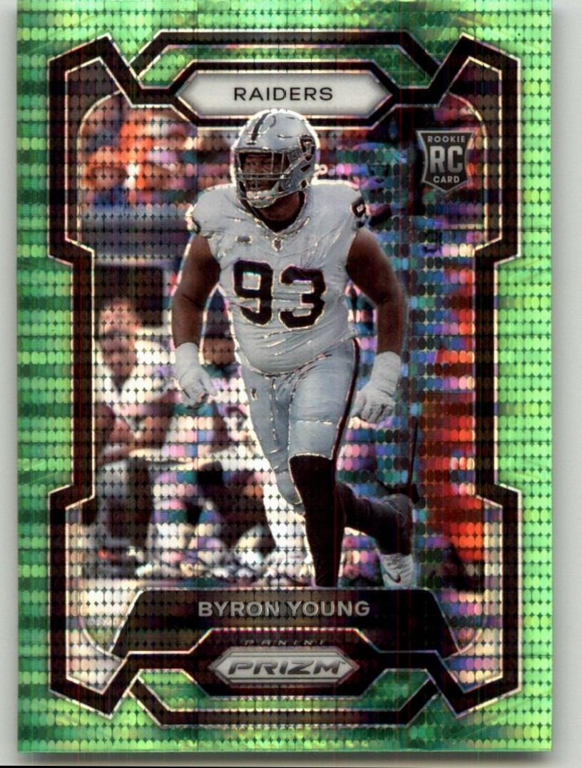 2023 Panini Prizm Byron Young Neon Green Pulsar #355 Las Vegas Raiders
