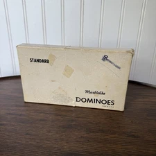 Dominoes PUREMCO  Marblelike No.616 Black Standard Vtg 28 Pieces Orig Box USA