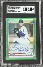 Dodgers Bobby Miller 2020 Bowman Chrome Green Refractor /99 AUTO - SGC 10/10