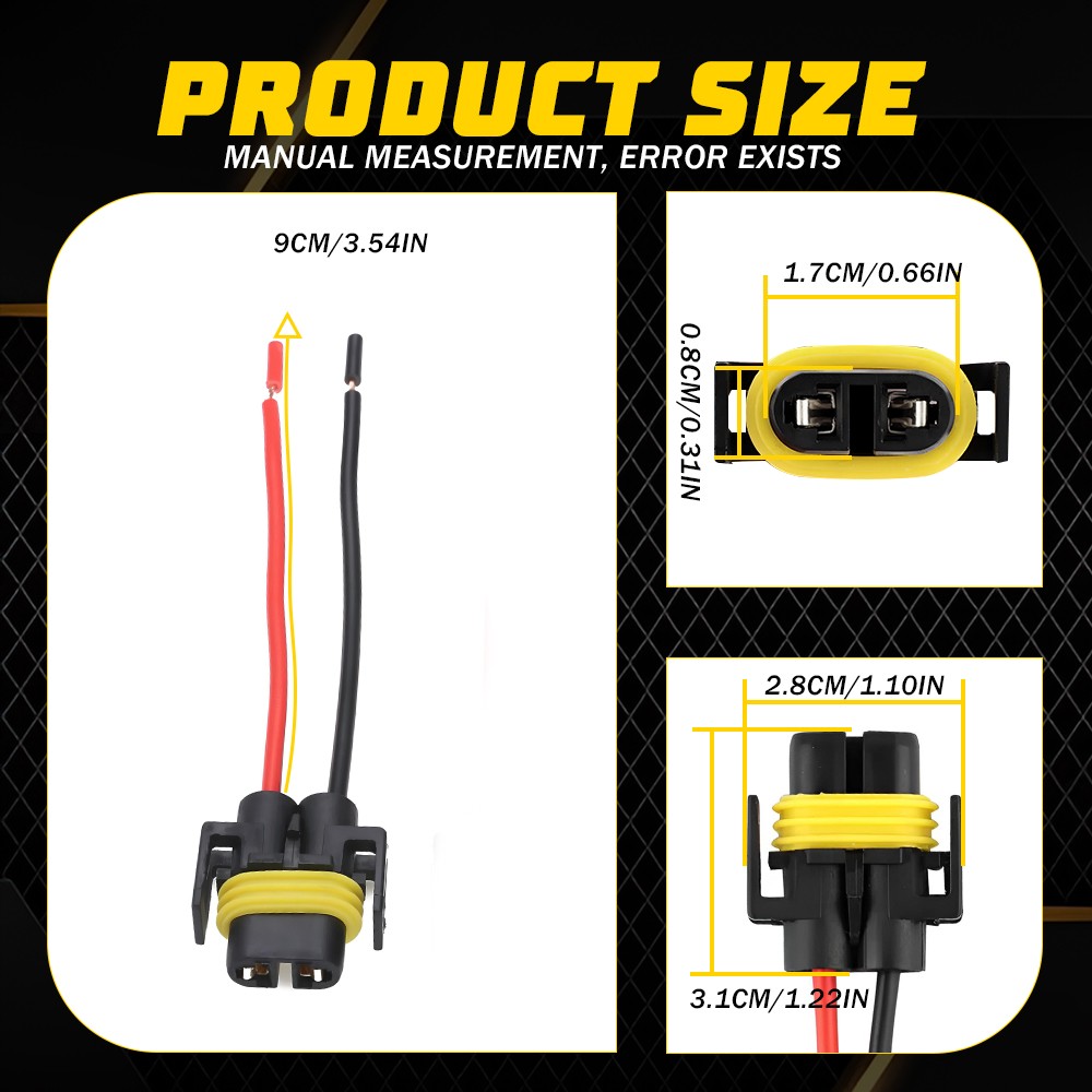 4X H11/H8/H9 Head Fog Light Halogen Assembly Repair Harness Female Connector