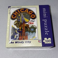 Chicago 100 Piece Mini Jigsaw Puzzle NYPC Brand New Sealed American Airlines  