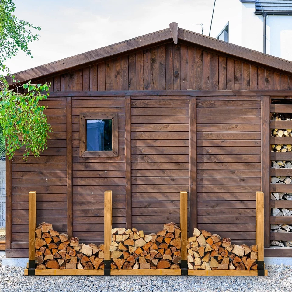 Relaxdays Supporti per Portalegna, Set Da 4 Staffe, Sostegni per Cataste Di Legn - Immagine 2 di 4