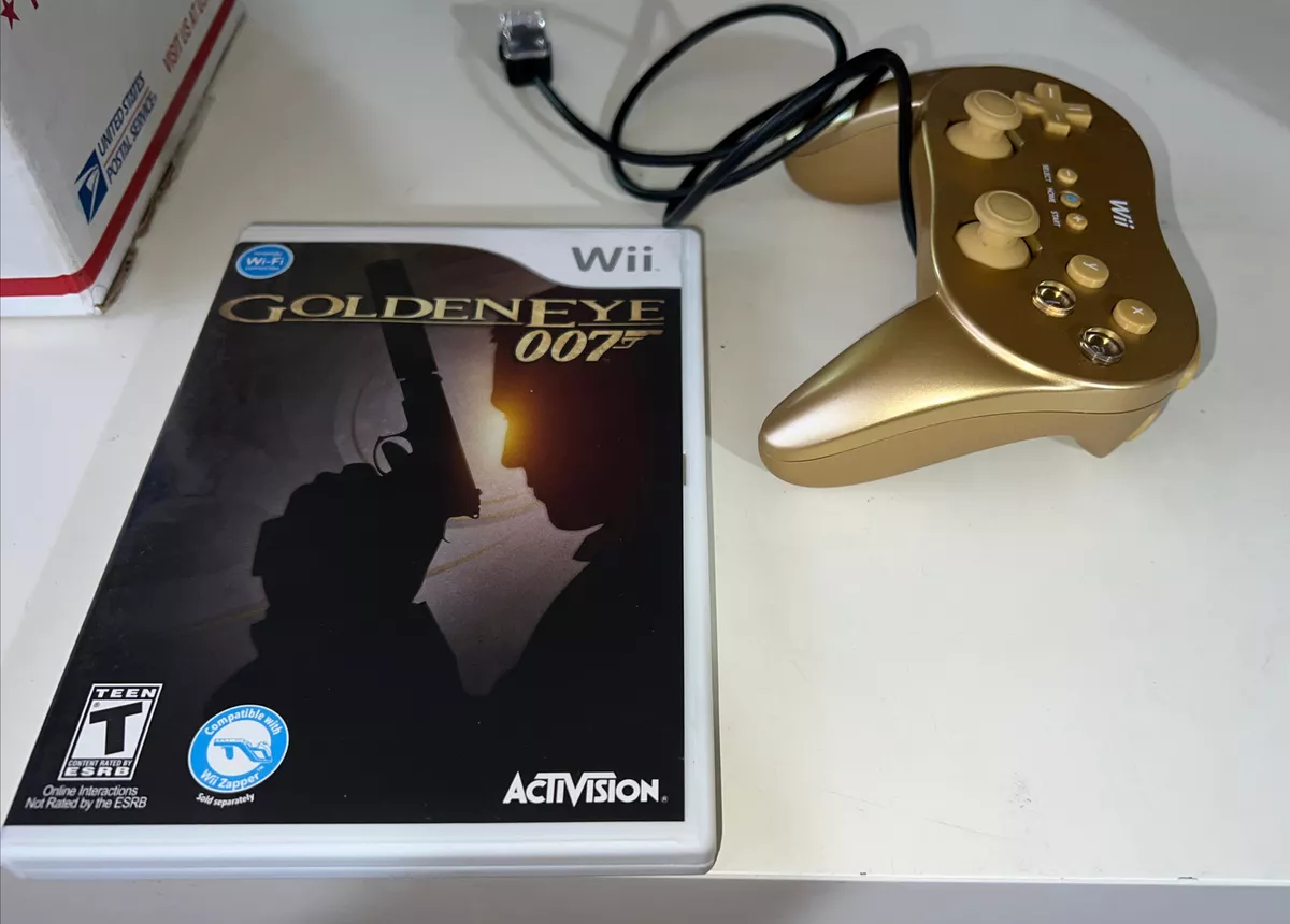 Goldeneye 007 Nintendo Wii Game & Classic Pro Controller Gold Lot