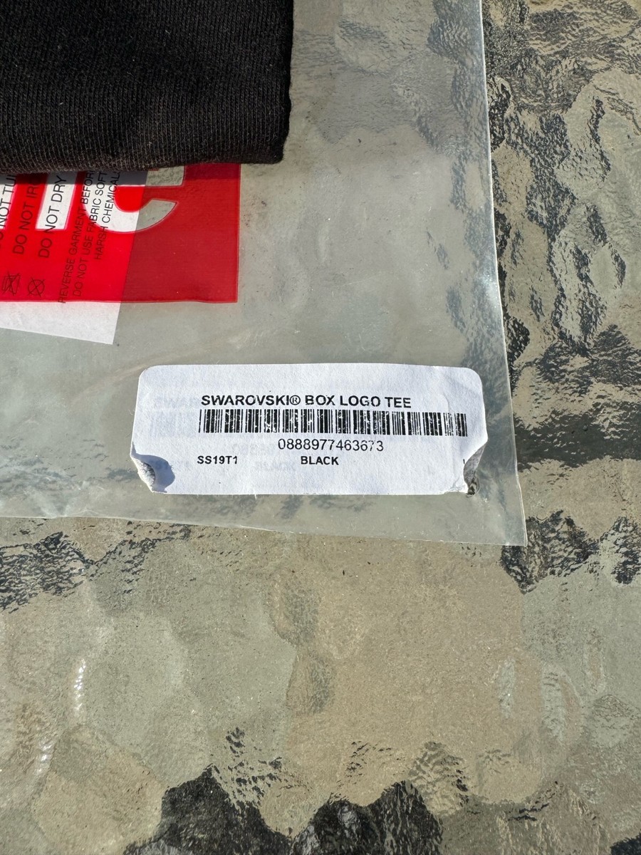 Brand New Supreme Swarovski Box Logo Tee BLK SS19 25 anniversary