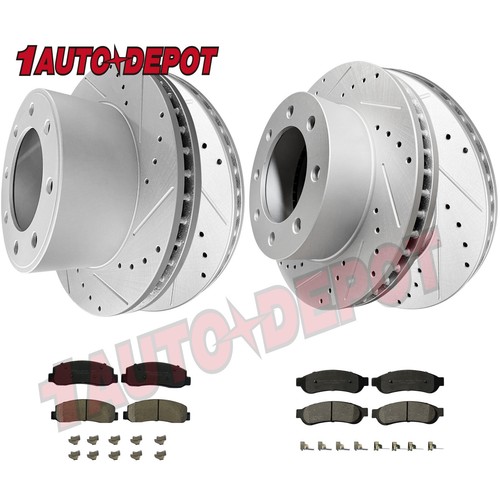 4WD Front & Rear Drilled Rotors + Brake Pads for 20082012 Ford F250
