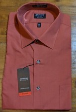 ARROW WRINKLE FREE FITTED BUTTON DOWN DRESS SHIRT Men's 17  34-35 "Yam" NWT