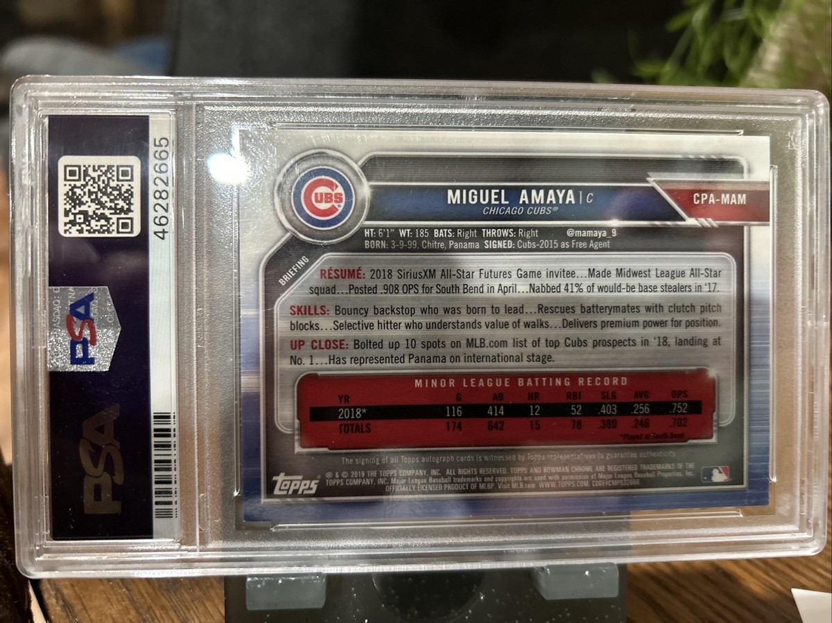 2019 Bowman Chrome Miguel Amaya RC Rookie Auto Sparkle