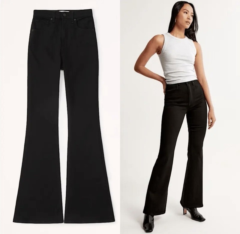 Abercrombie & Fitch Grayish Black Flare Ultra High Rise Jeans Size 6/28 Short
