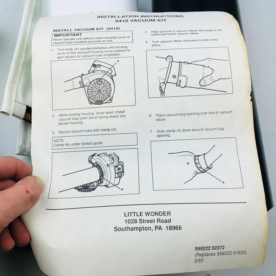 Kit de aspiradora Little Wonder 9410 para soplador de hojas 999222 02372 reemplaza 999222 01933 Foto 4 de 4