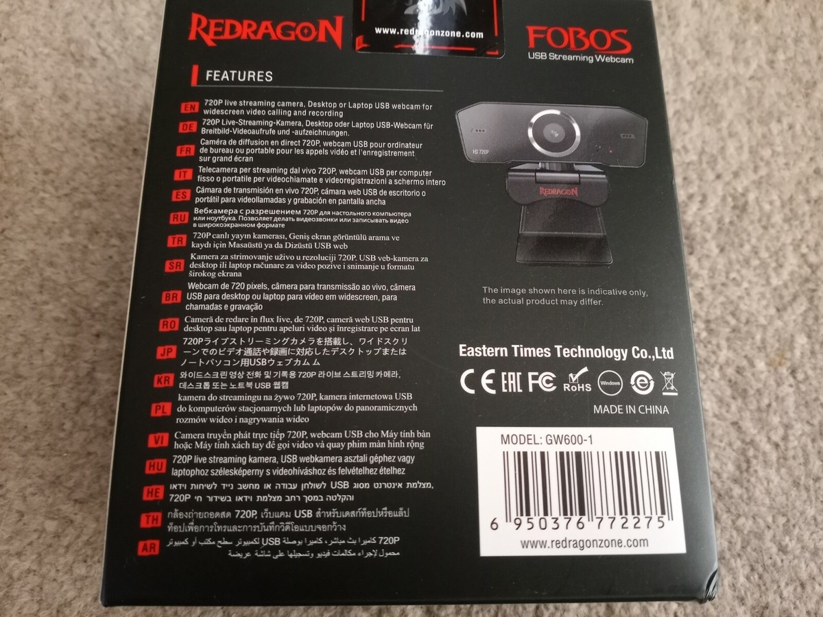REDRAGON GW600-1 FOBOS 720p USB Streaming WEBCAM With Built-In