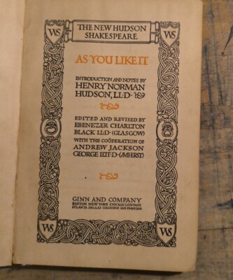The New Hudson Shakespear As You Like  It Leather Bond  1908