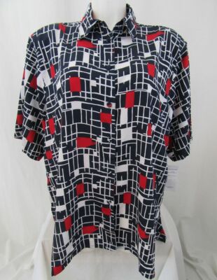 Beverly Rose USA Size 4X Red, White & Blue Short Sleeve Button Front Tunic