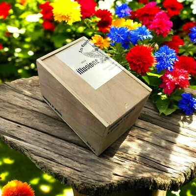 Illusione Epernay Empty Wooden Cigar Box 4.25x6.5x4