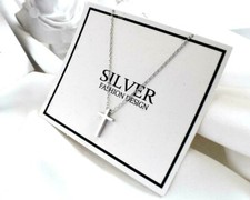 Tiny Faith Cross Silver SP Pendant Chain Necklace
