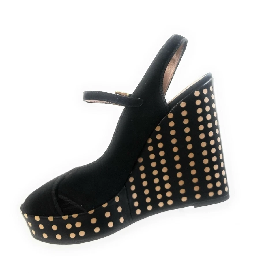 Sandalias Tory Burch Ollie Mujer Cuñas Plataforma Lunares Negras Correa al Tobillo 9.5 M Foto 2 de 4