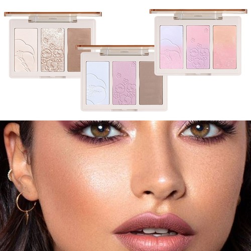 Charybdis 3-Color Finishing Blush Powder Palette Makeup Matte Definition Velvet - Picture 8 of 15